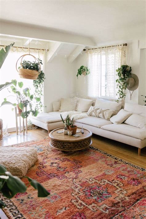 How to Decorate a Living Room with a Boho Rug Set Arrangement